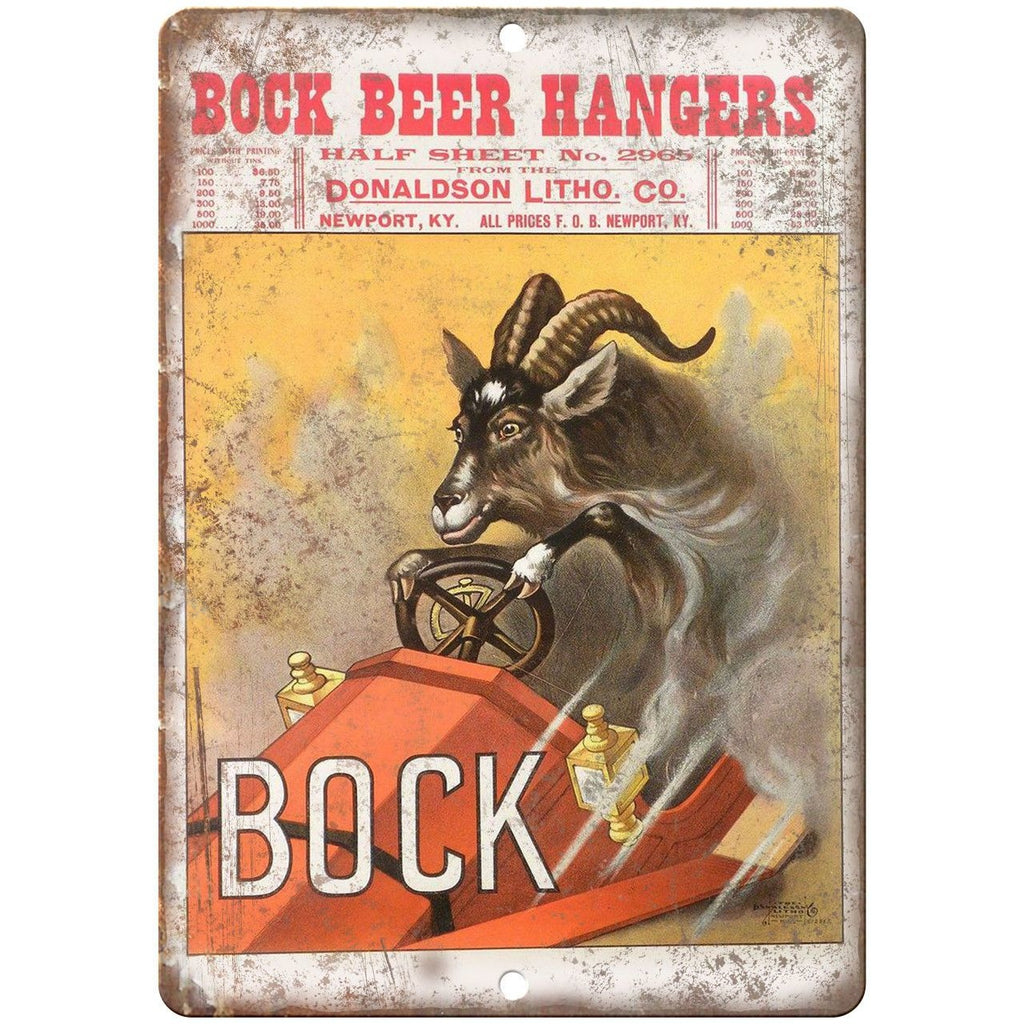 Bock Beer Hangers Donaldson Litho Co. 10" x 7" Reproduction Metal Sign E212