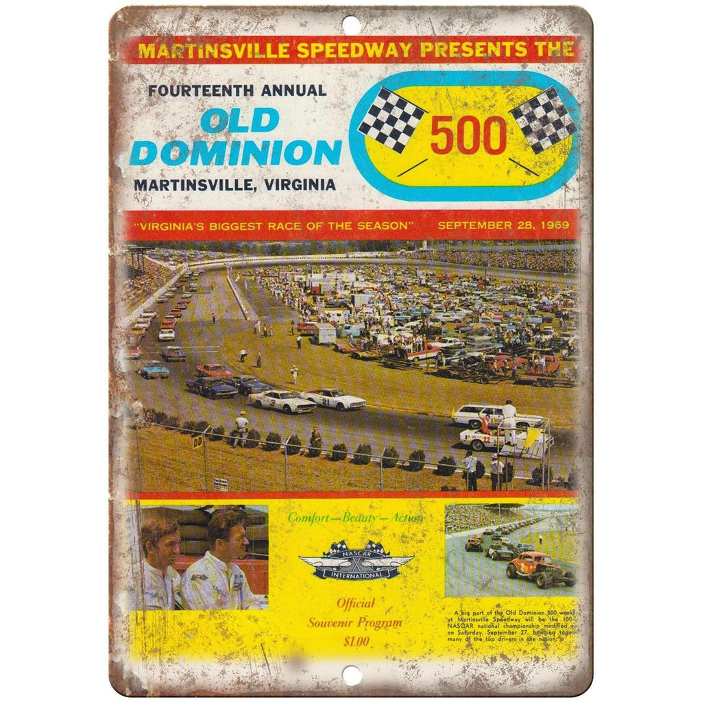 Old Dominion 500 Martinsville Speedway 10" X 7" Reproduction Metal Sign A41