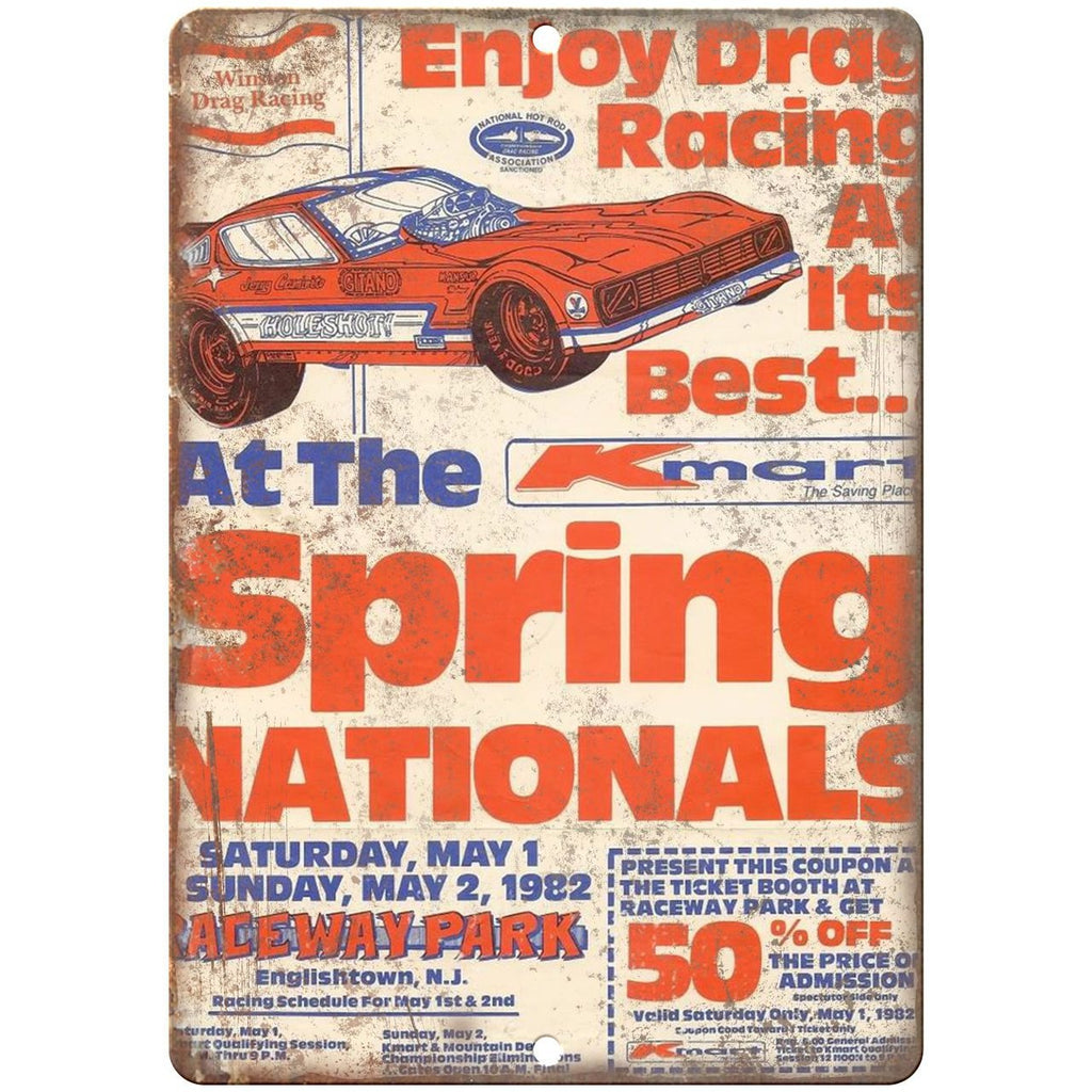 1982 Kmart Nationals, raceway park, drag, NASCAR 10" x 7" Retro Metal Sign