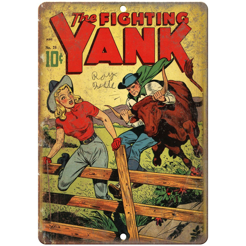 The Fighting Yank No 26 Comic Book Cover 10" x 7" Reproduction Metal Sign J728