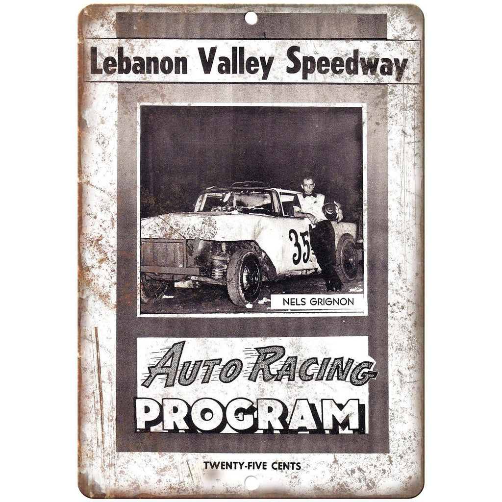Lebanon Valley Speedway Auto Racing Program 10"X7" Reproduction Metal Sign A547