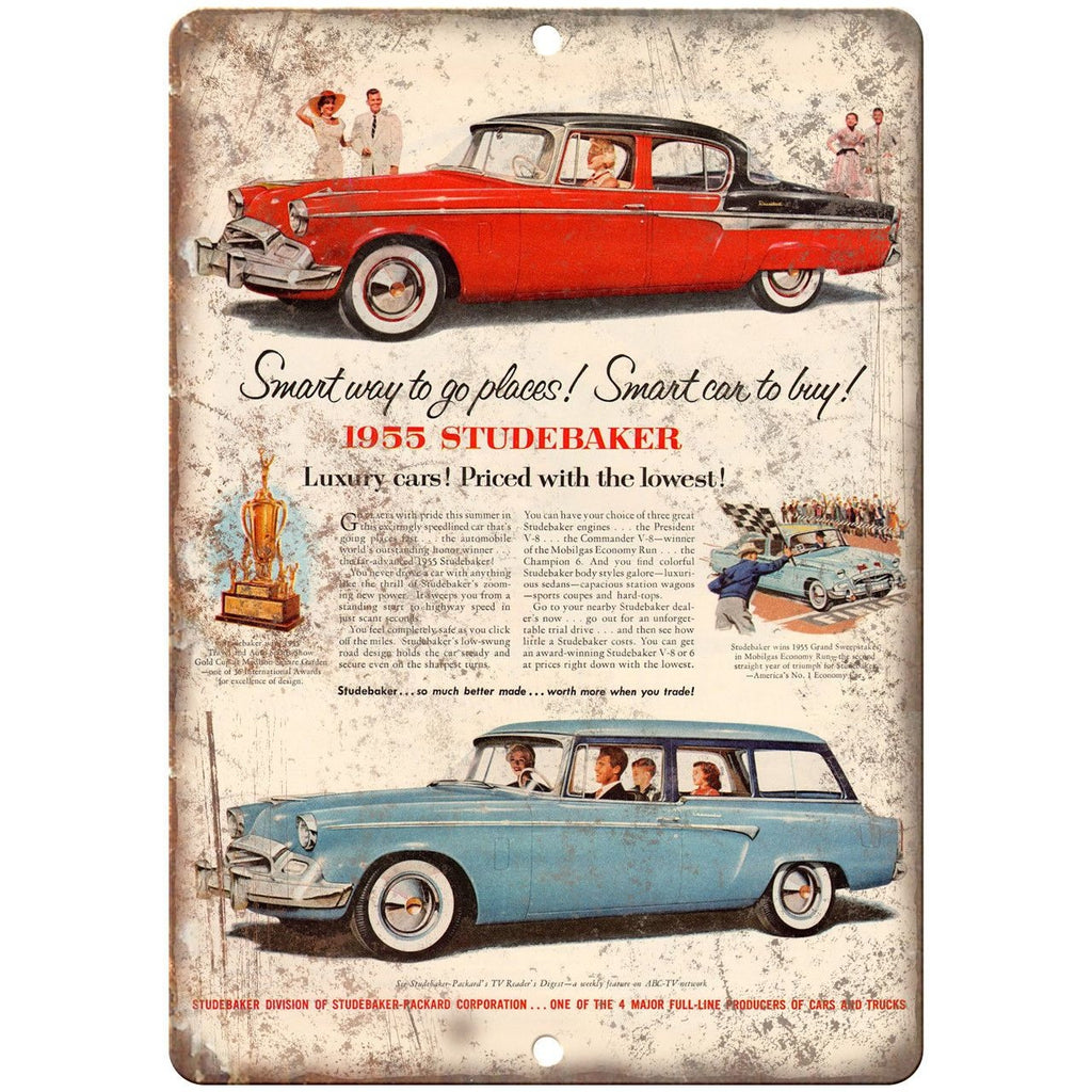 1955 Studebaker Packard Luxury Car 10" x 7" Reproduction Metal Sign A446