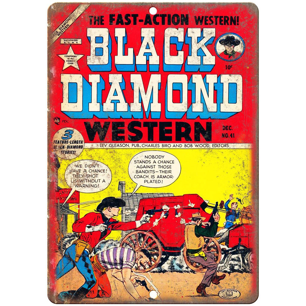 Black Diamond Western No 41 Comic Book Art 10" x 7" Reproduction Metal Sign J592