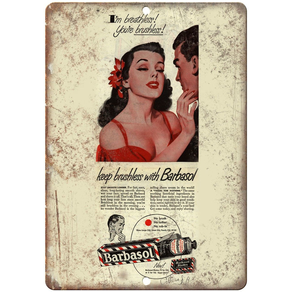 Barbasol Shaving Crea Vintage Ad 10" X 7" Reproduction Metal Sign ZF91