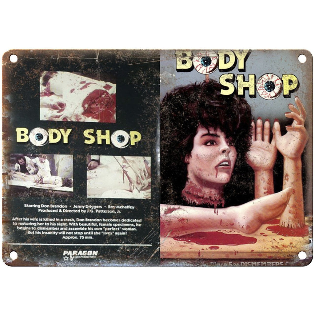 1972 - The Body Shop Paragon Video VHS Cover 10" x 7" Reproduction Metal Sign