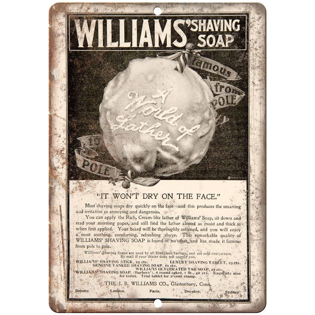Williams Shaving Soap Home Beauty Ad 10" X 7" Reproduction Metal Sign ZF27