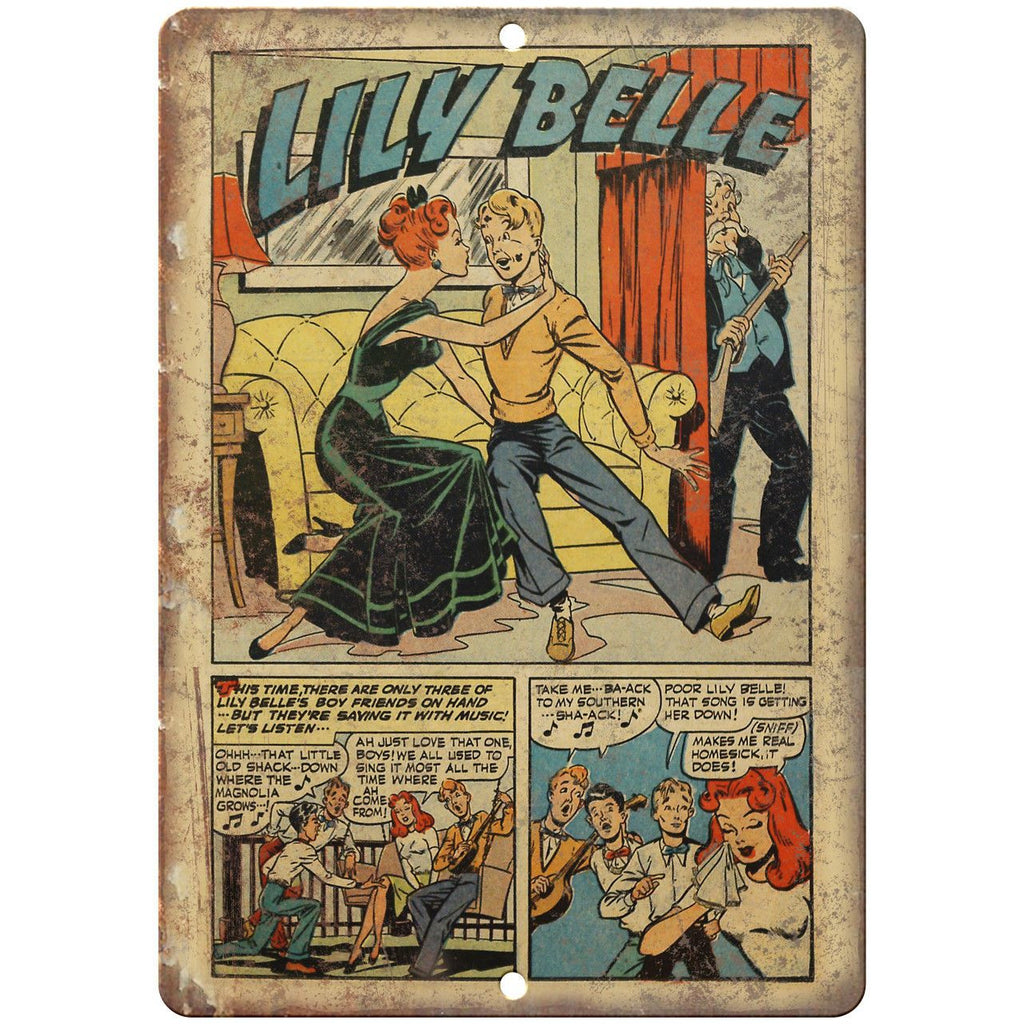 Lily Belle Vintage Comic Strip Art 10" x 7" Reproduction Metal Sign J501