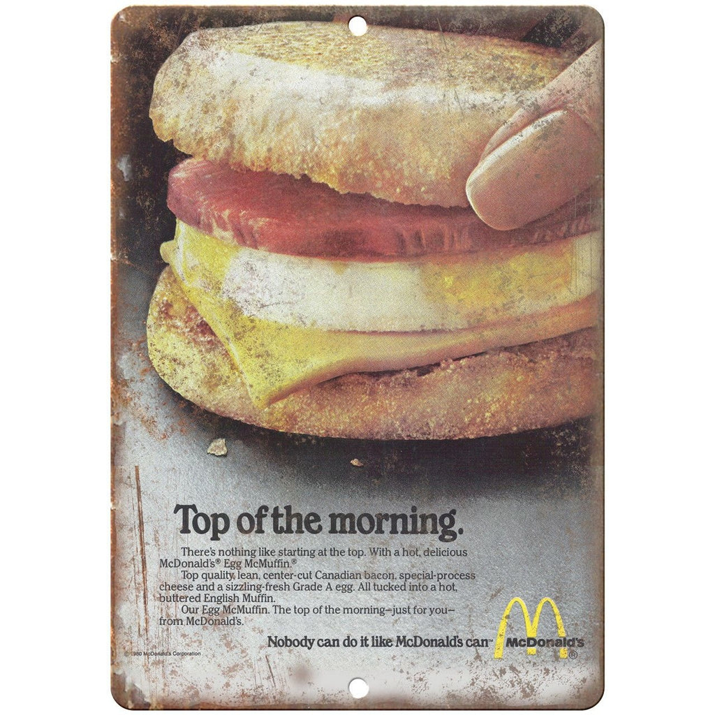 McDonald's Egg McMuffin Vintage Ad 10" X 7" Reproduction Metal Sign N236