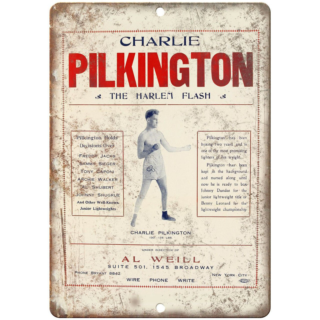 Charlie Pilkington The Harlem Flash Boxing 10" X 7" Reproduction Metal Sign I143