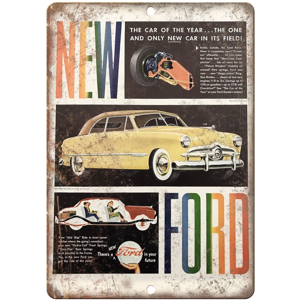 Ford Forty-Niner V-8 Vintage Ad 10" x 7" Reproduction Metal Sign A35