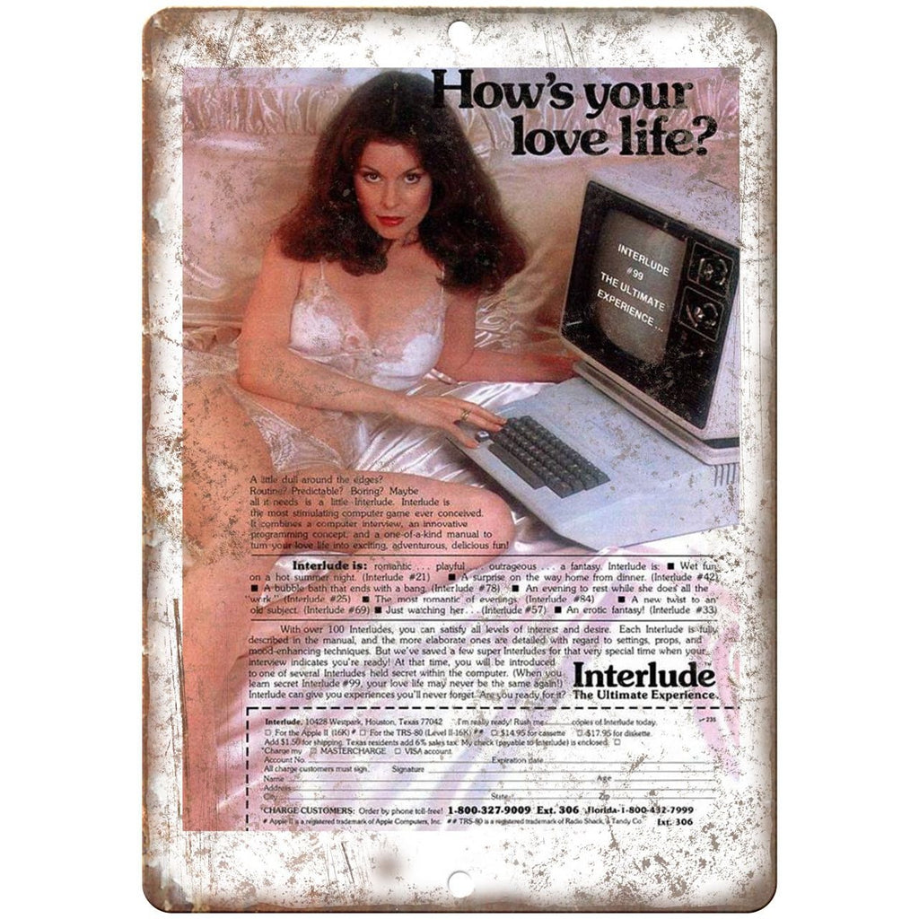 Interlude Gaming System Computer RARE Ad 10" x 7" Retro Look Metal Sign
