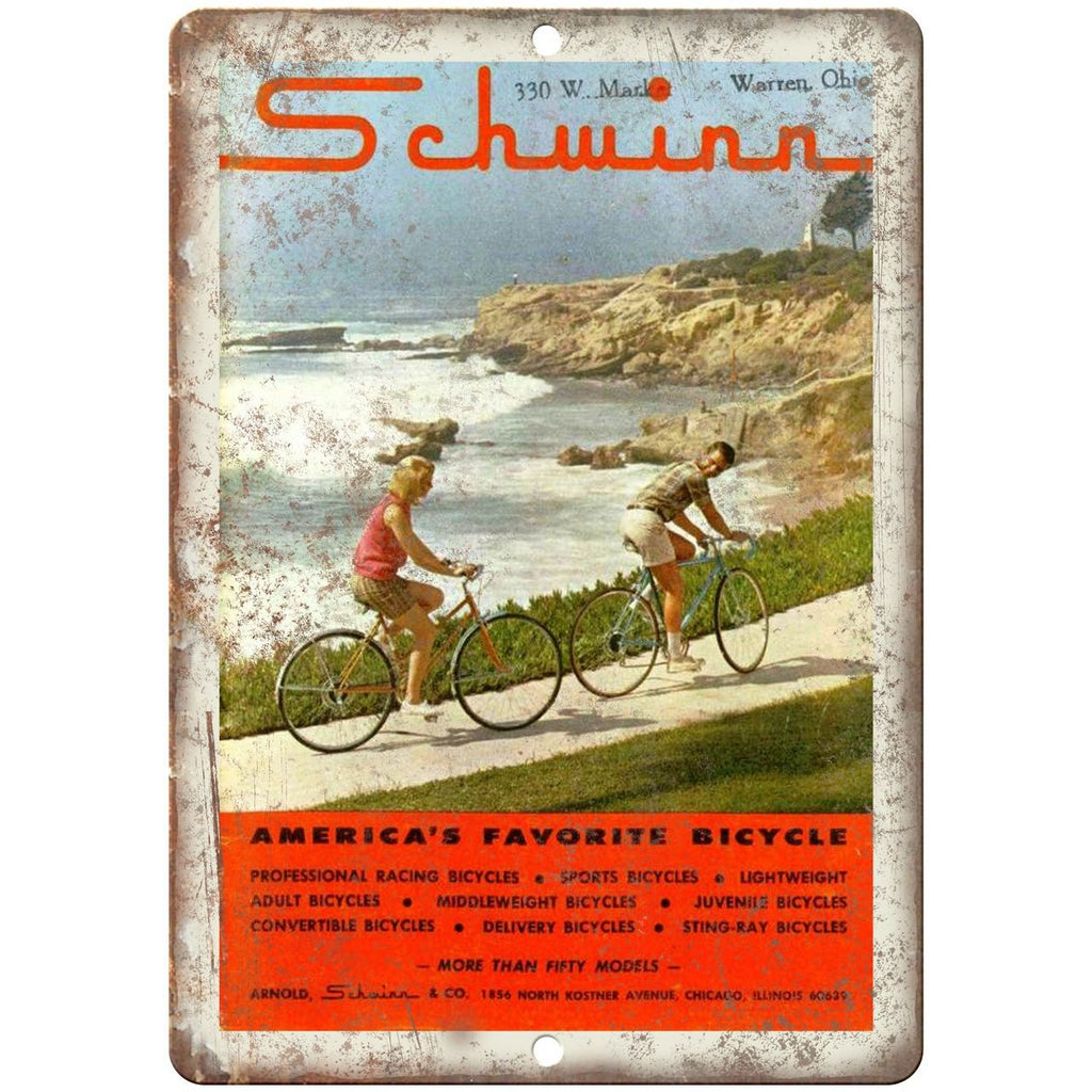 1965 - Schwinn Americas Favorite Bicycle - 10" x 7" Retro Look Metal Sign