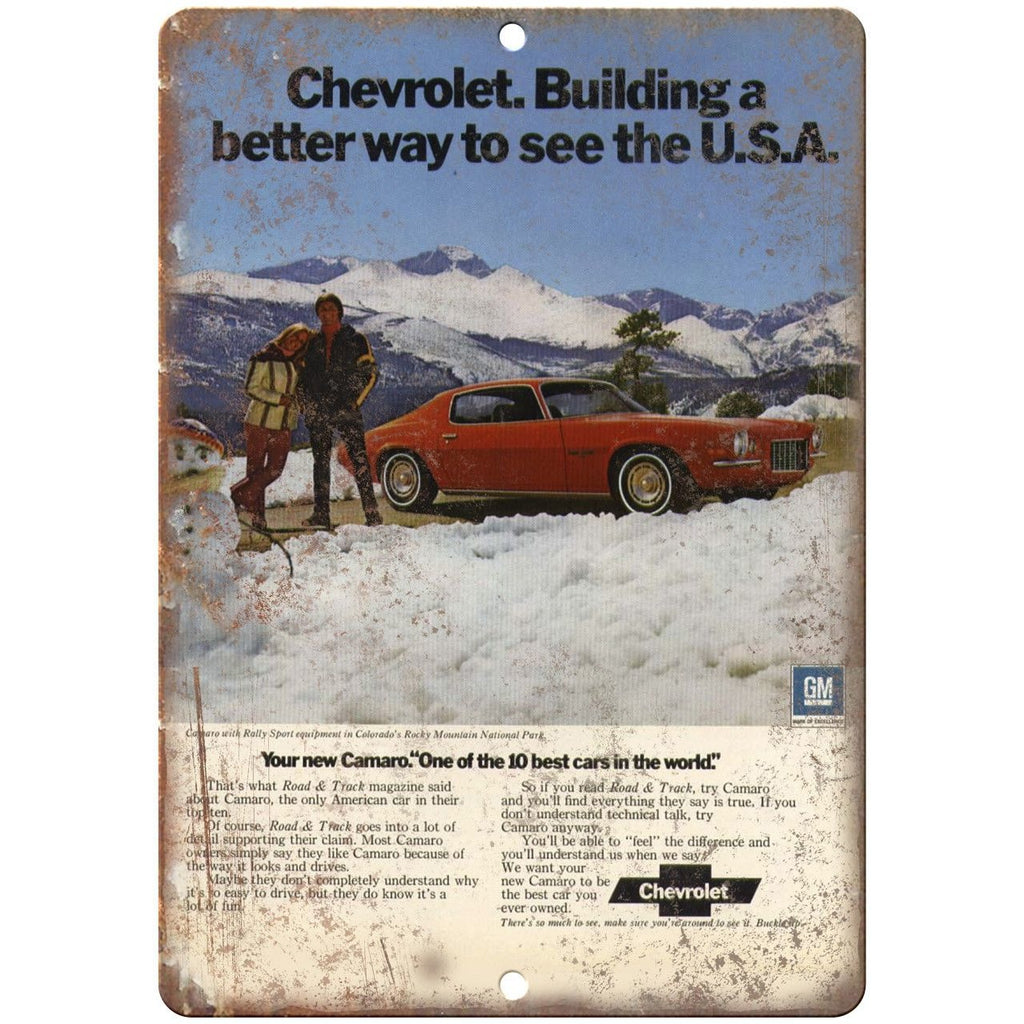 Chevy Camaro Advertisment Man Cave Retro Look 10" x 7" Reproduction Metal Sign