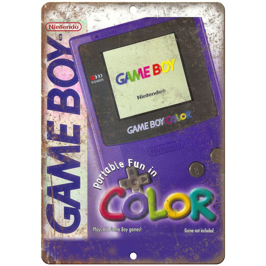 Game Boy Color Box Art Retro Gaming 10" x 7" Reproduction Metal Sign Retro Look