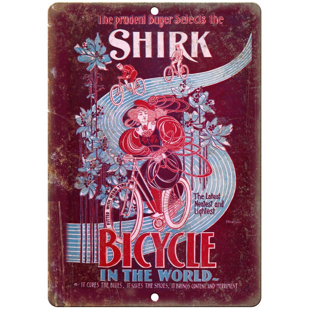 Shirk Bicycle Vintage Poster Ad 10" x 7" Reproduction Metal Sign B228