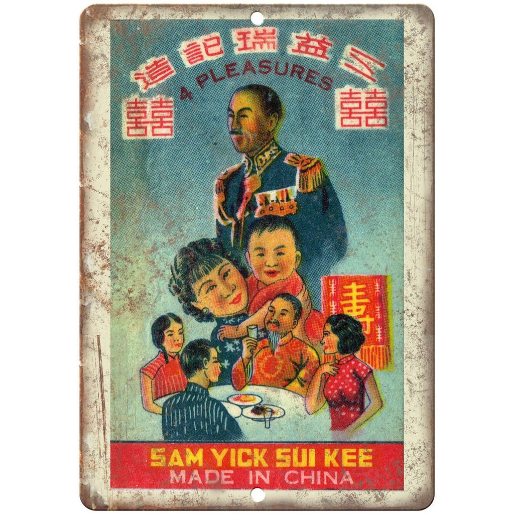 4 Pleasures Sam Yick Sui Kee Firecrackers 10" X 7" Reproduction Metal Sign ZD47