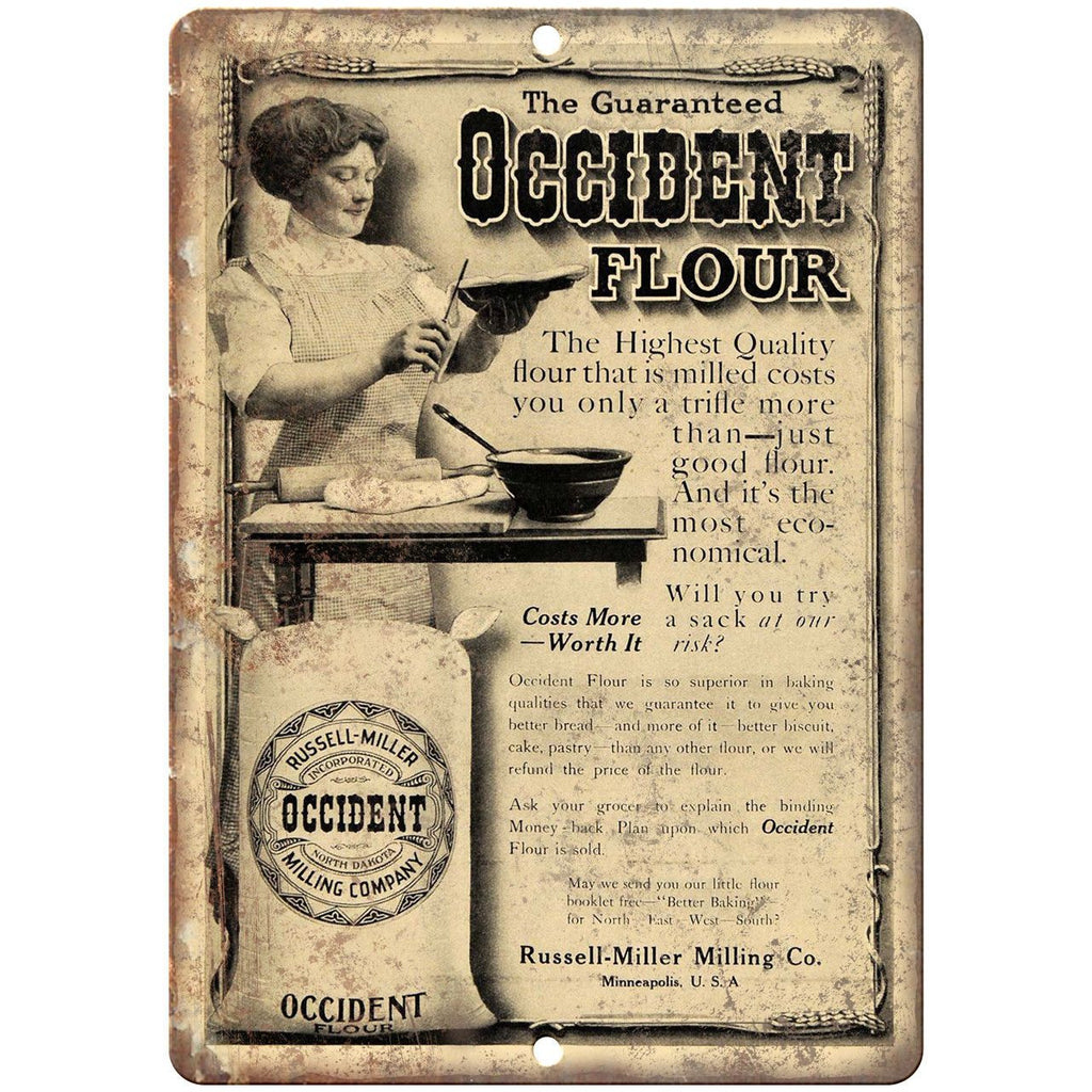 Occident Baking Flour Vintage Ad 9" x 12" Reproduction Metal Sign N262