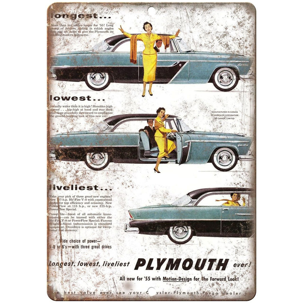 1955 - Plymouth Hy-Fire V8 10" x 7" Reproduction Metal Sign