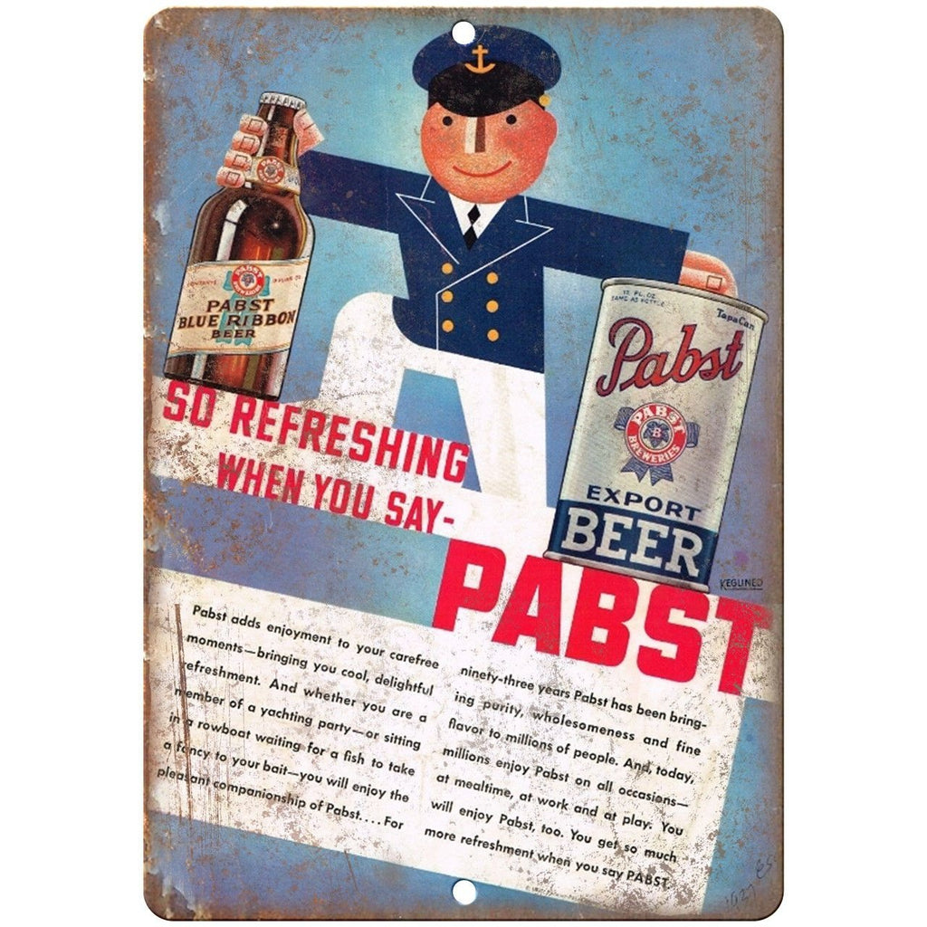Pabst Blue Ribbon Man Cave Décor Vintage Ad Reproduction Metal Sign E159