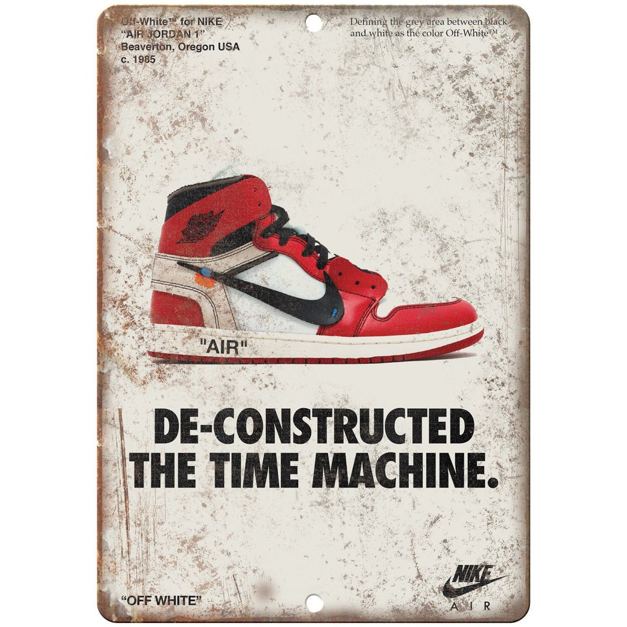 forhøjet Bløde fødder lammelse Nike Air Jordan 1 Time Machine Sneaker Ad 10" X 7" Reproduction Metal –  Rusty Walls Sign Shop