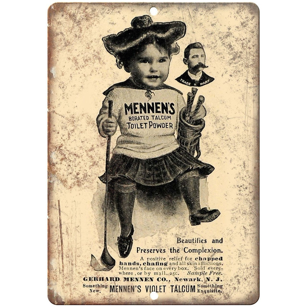 Mennen's Toilet Powder Vintage Ad 10" X 7" Reproduction Metal Sign ZF110