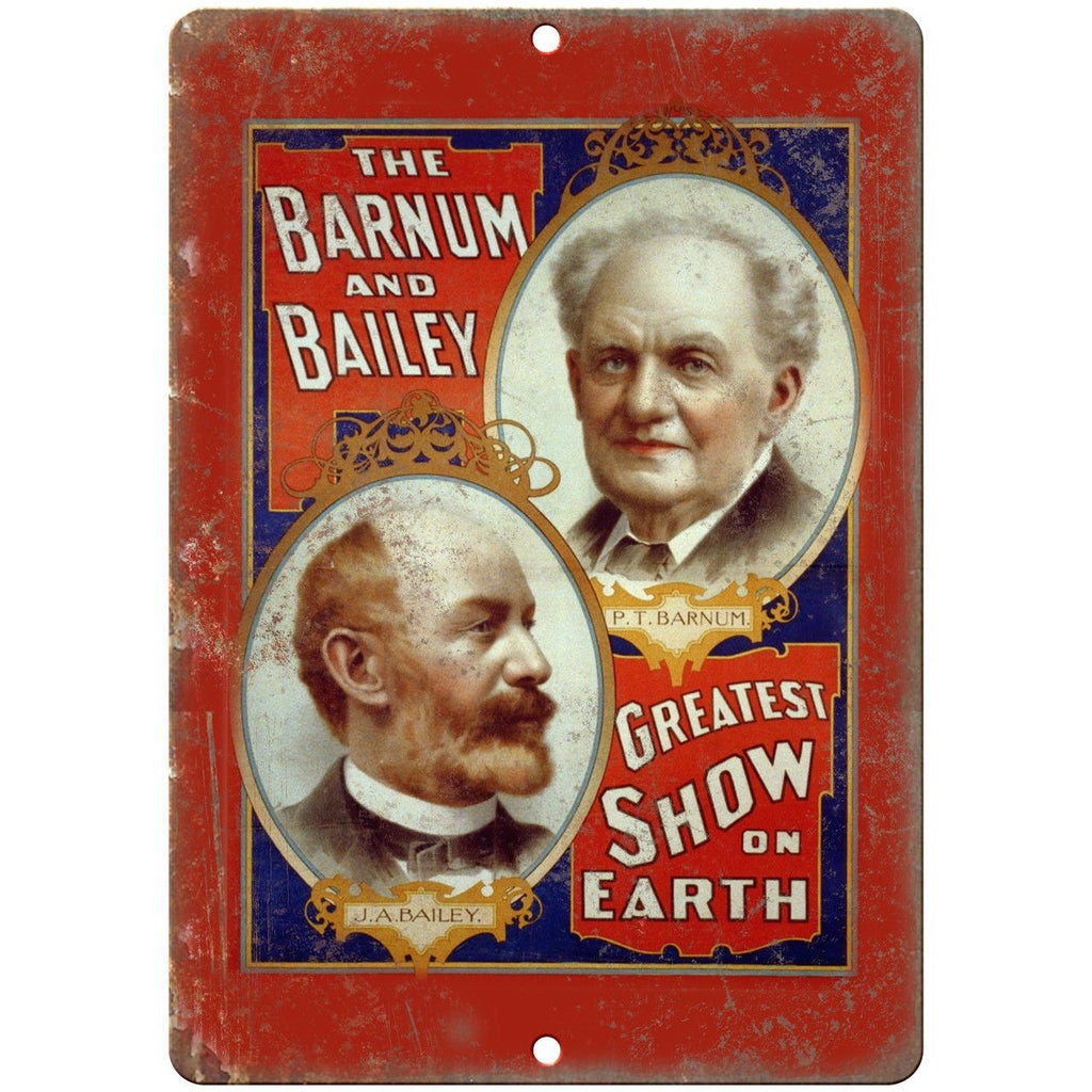 PT Barnum JA Bailey Circus Poster 10" X 7" Reproduction Metal Sign ZH146