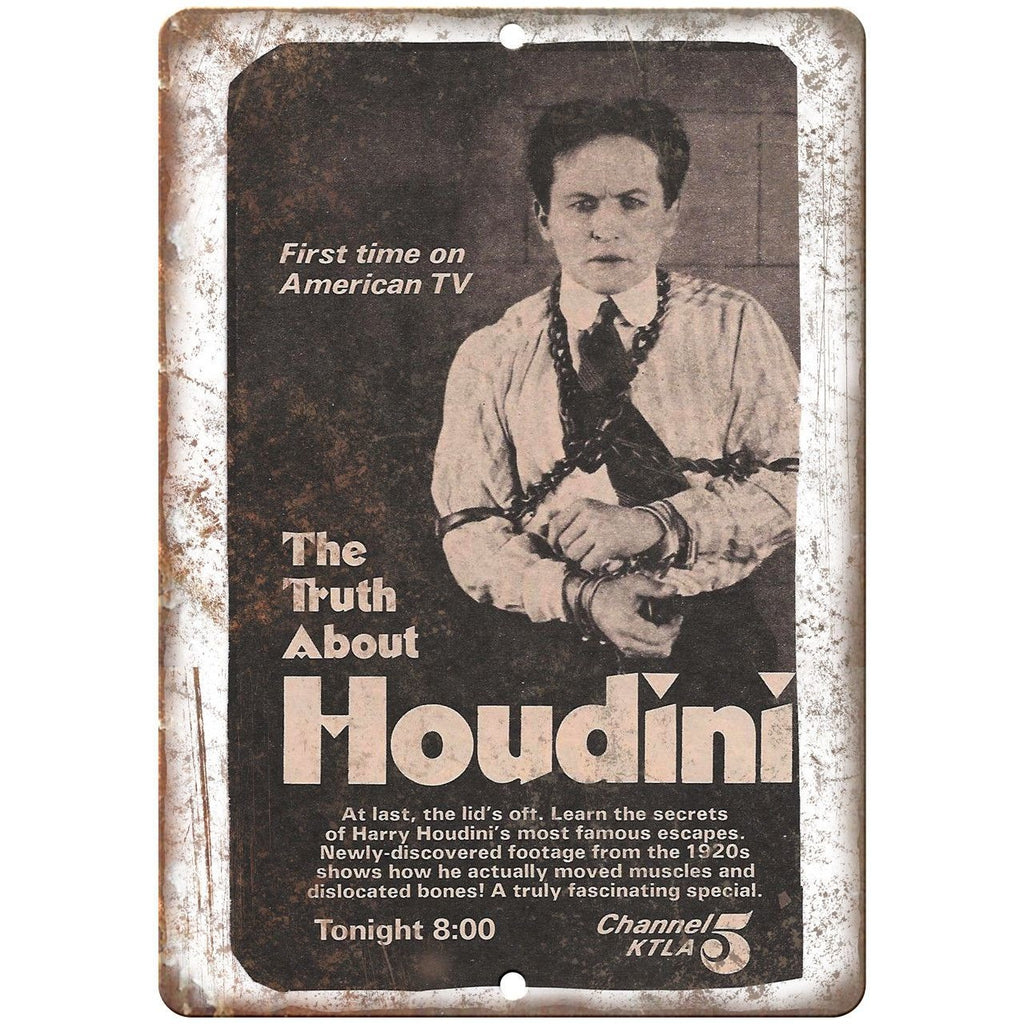 The Truth about Houdini Magic TV Ad 10" X 7" Reproduction Metal Sign ZH128