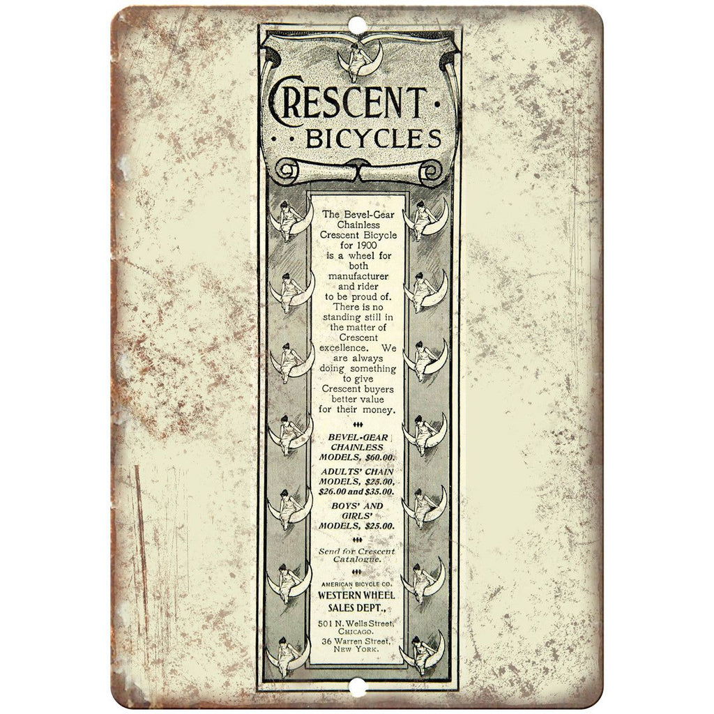 Crescent Bicycles Vintage Ad 9" x 12" Reproduction Metal Sign B369