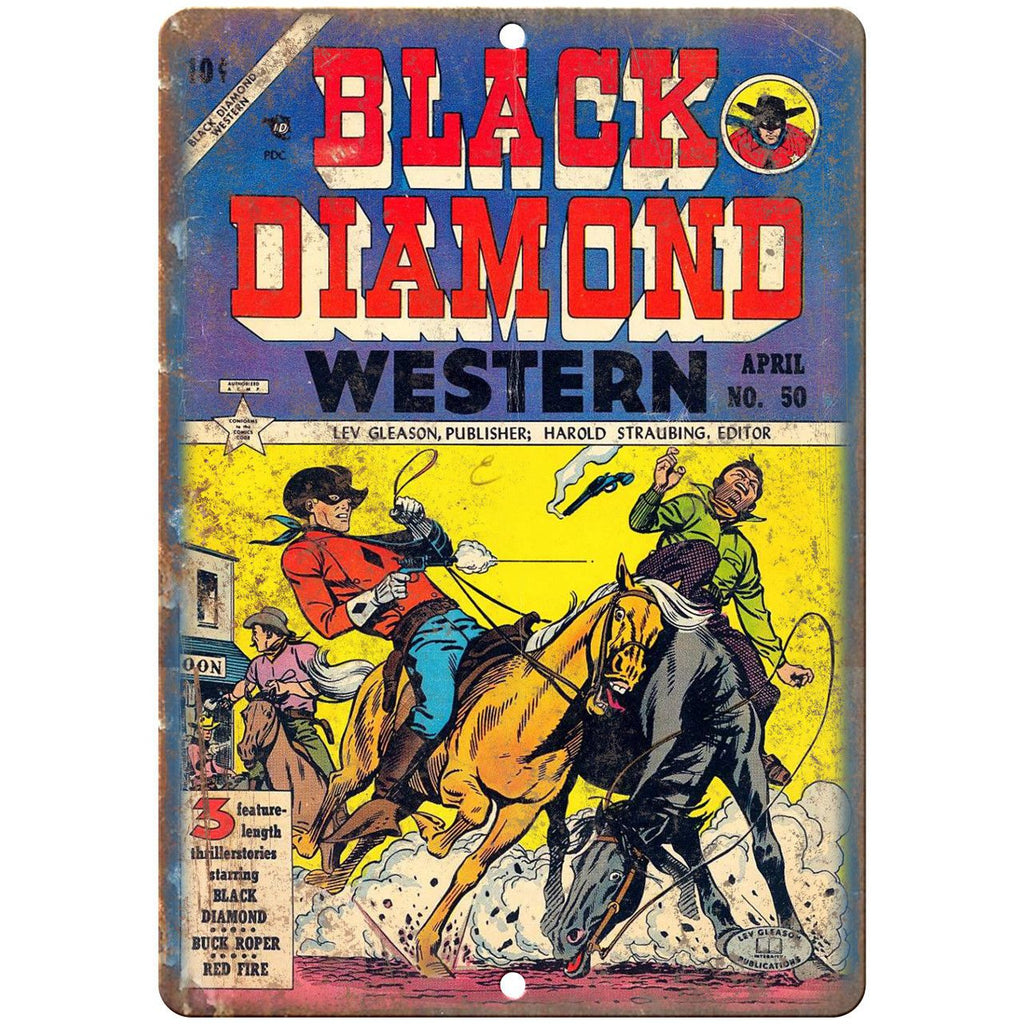 Black Diamond Western No 50 Comic Book Art 10" x 7" Reproduction Metal Sign J581