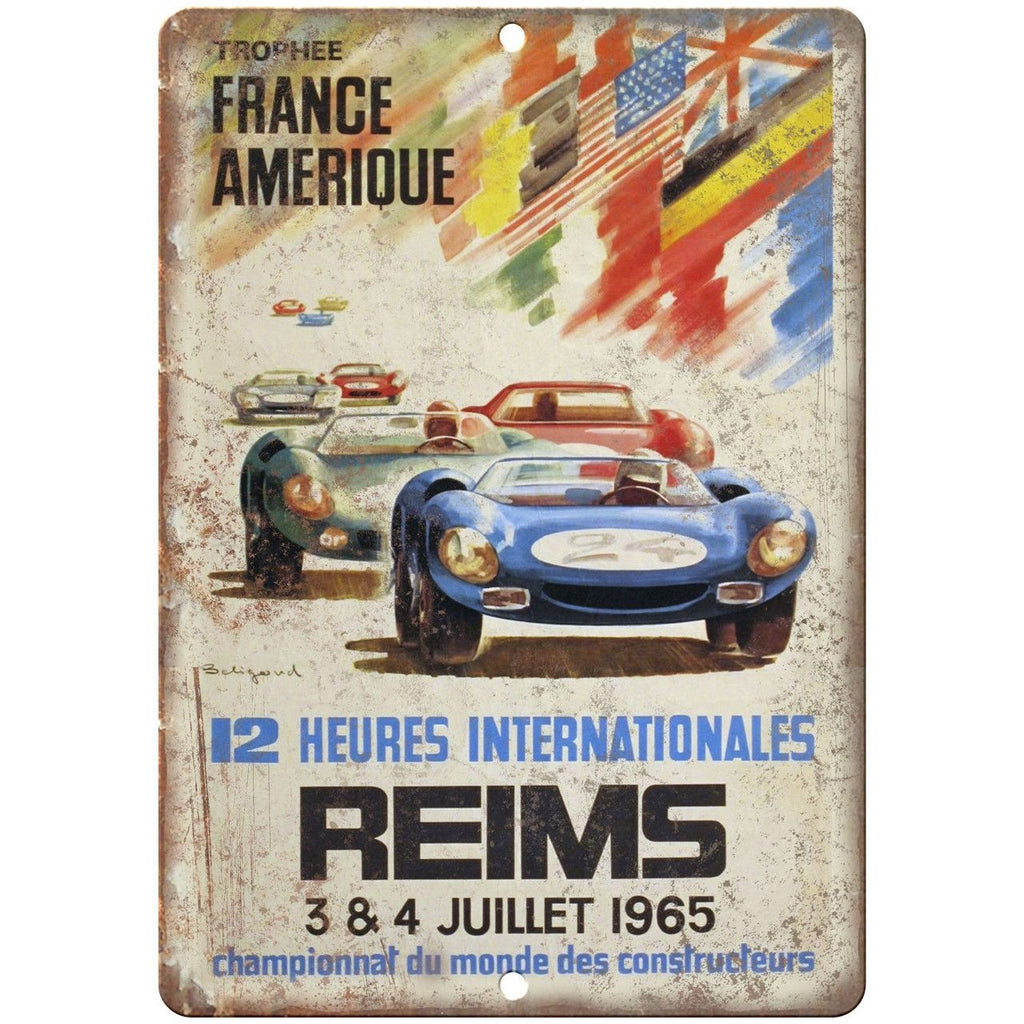 1965 12 Heures Internationales Reims France 10"X7" Reproduction Metal Sign A536