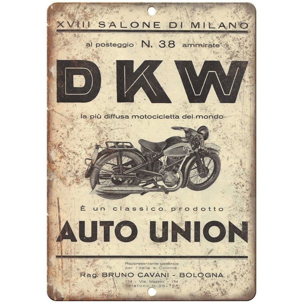 DKW Motorcycle Auto Union Milano Italy 10" X 7" Reproduction Metal Sign F28