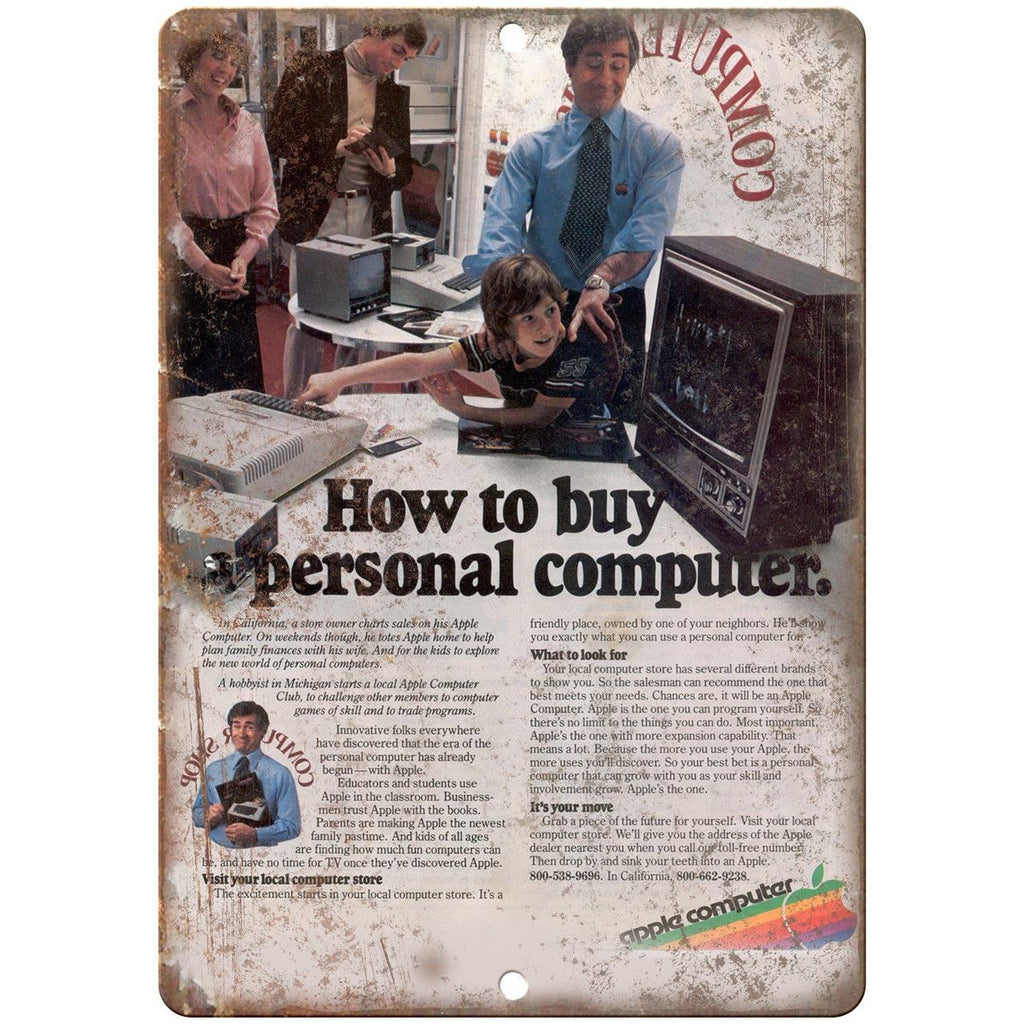 Apple Personal Computer Vintage Ad 10" x 7" Reproduction Metal Sign D87