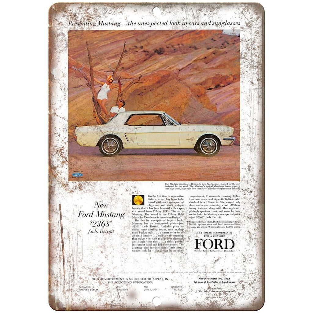 1964 Ford Mustang 10" x 7" Reproduction Metal Sign