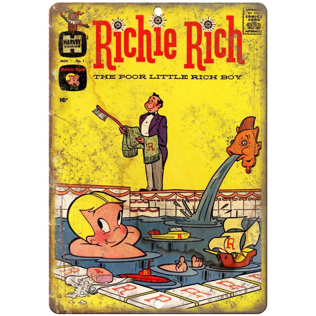 Richie Rich Harvey Comics Vintage 10" X 7" Reproduction Metal Sign J293
