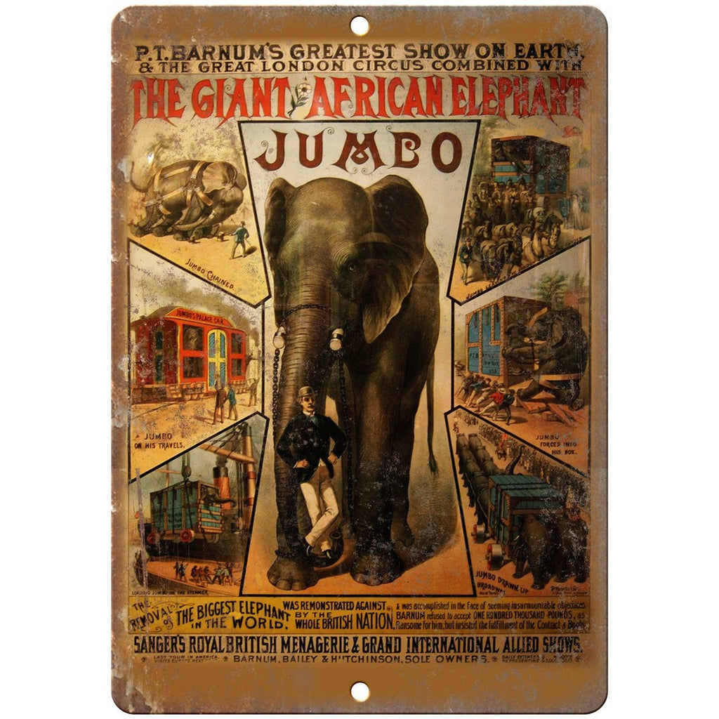 The Giant African Elephant Circus Poster 9" x 12" Reproduction Metal Sign ZH61