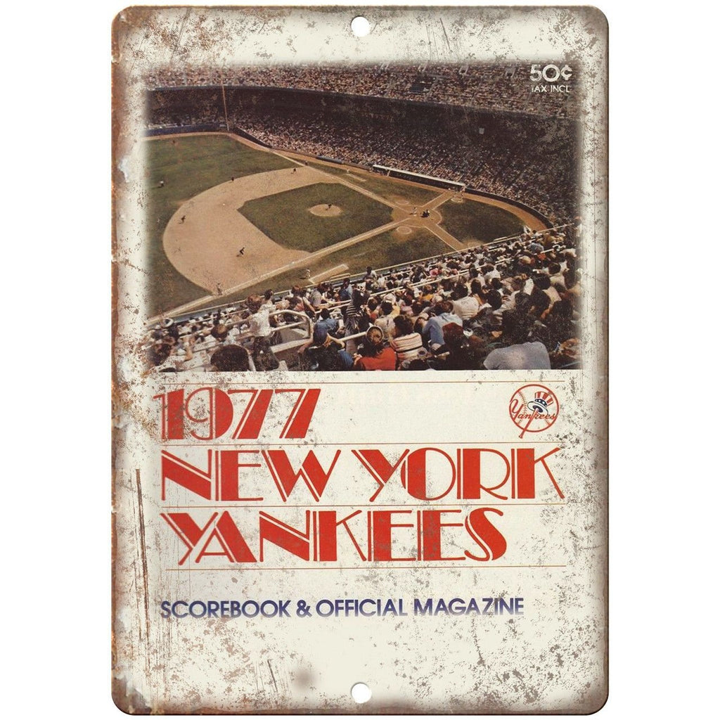 1977 New York Yankees Scorebook Program Cover 10"x7" Reproduction Metal Sign X02