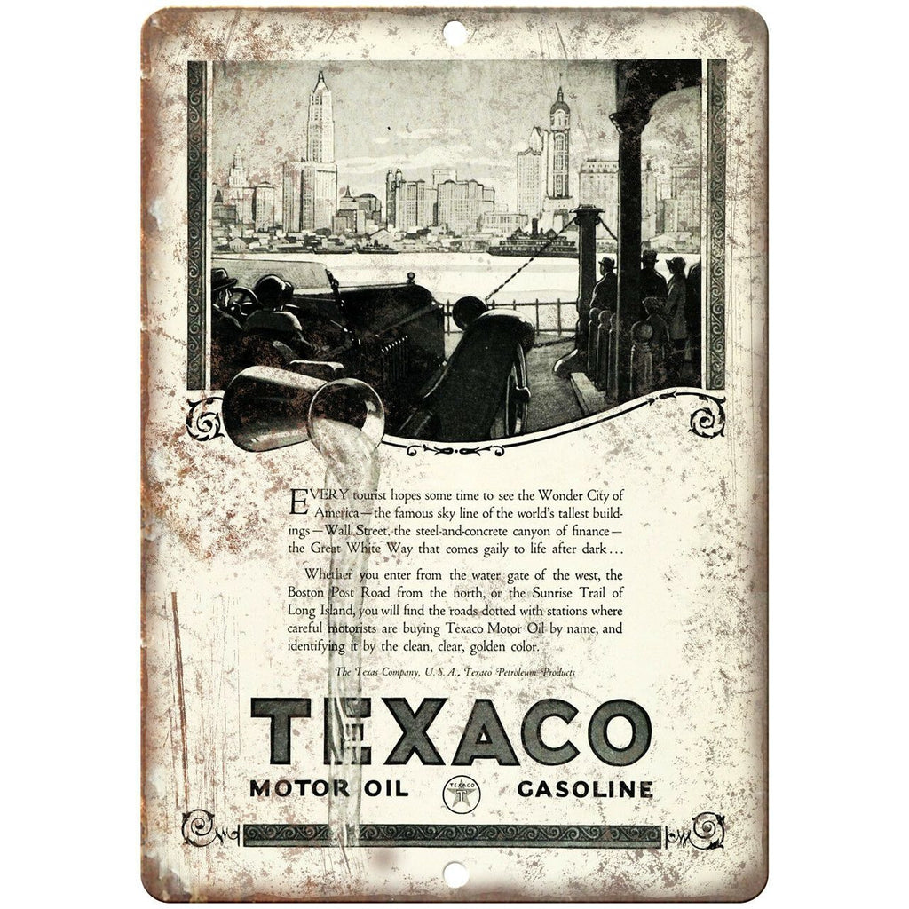 Texaco Motor Oil Gasoline Vintage Ad 10" X 7" Reproduction Metal Sign A761