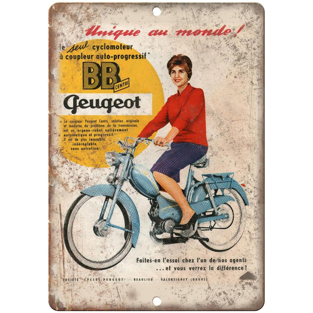 Puegeot Centri Motorcycle Vintage Ad 10" x 7" Reproduction Metal Sign F18