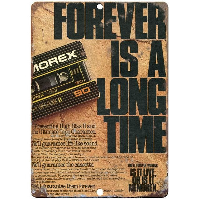 Memorex Cassette Tape 10" x 7" Retro Look Metal Sign