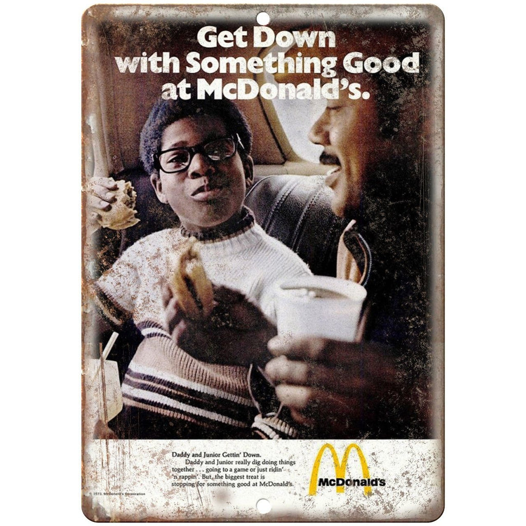 McDonalds Get Down With Something Good Ad 10" X 7" Reproduction Metal Sign N156