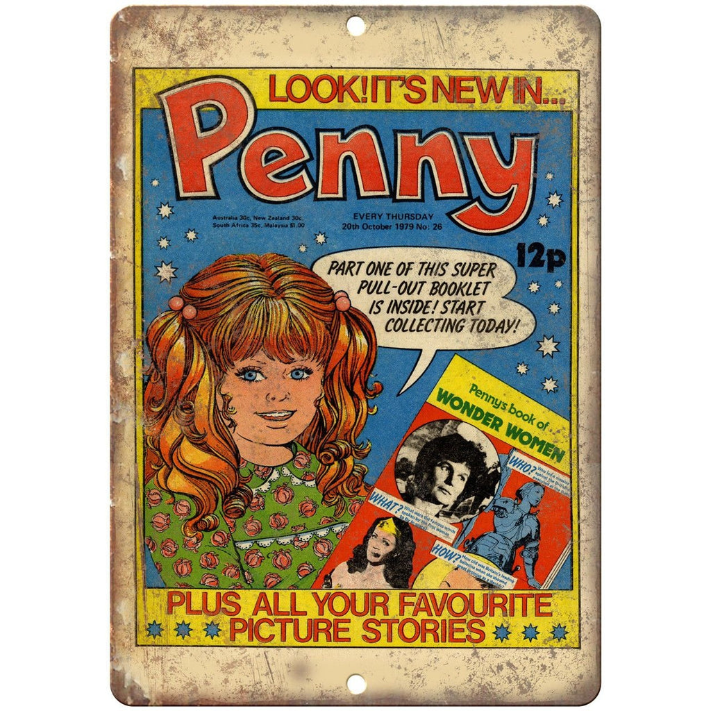 Penny Wonder Women Vintage Comic Book Ad 10" X 7" Reproduction Metal Sign J423