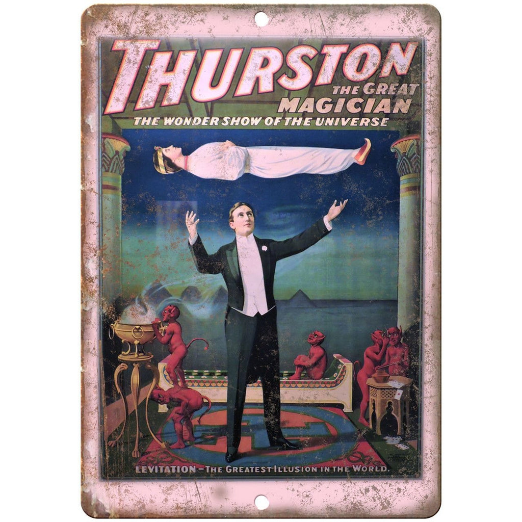 Thurston The Great Magician Levitation 10" X 7" Reproduction Metal Sign ZH160