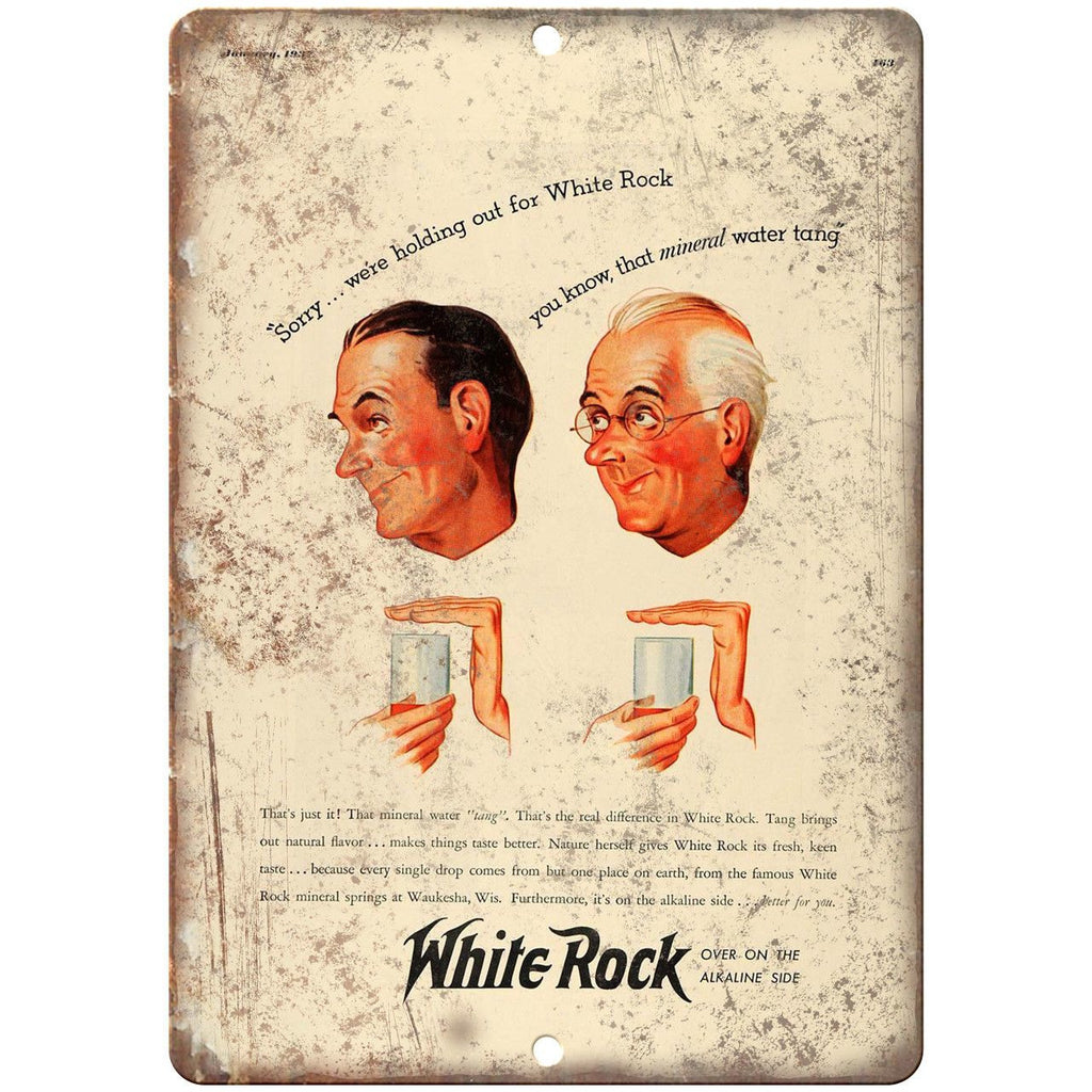 White Rock Alkaline Vintage Ad 10" X 7" Reproduction Metal Sign N248