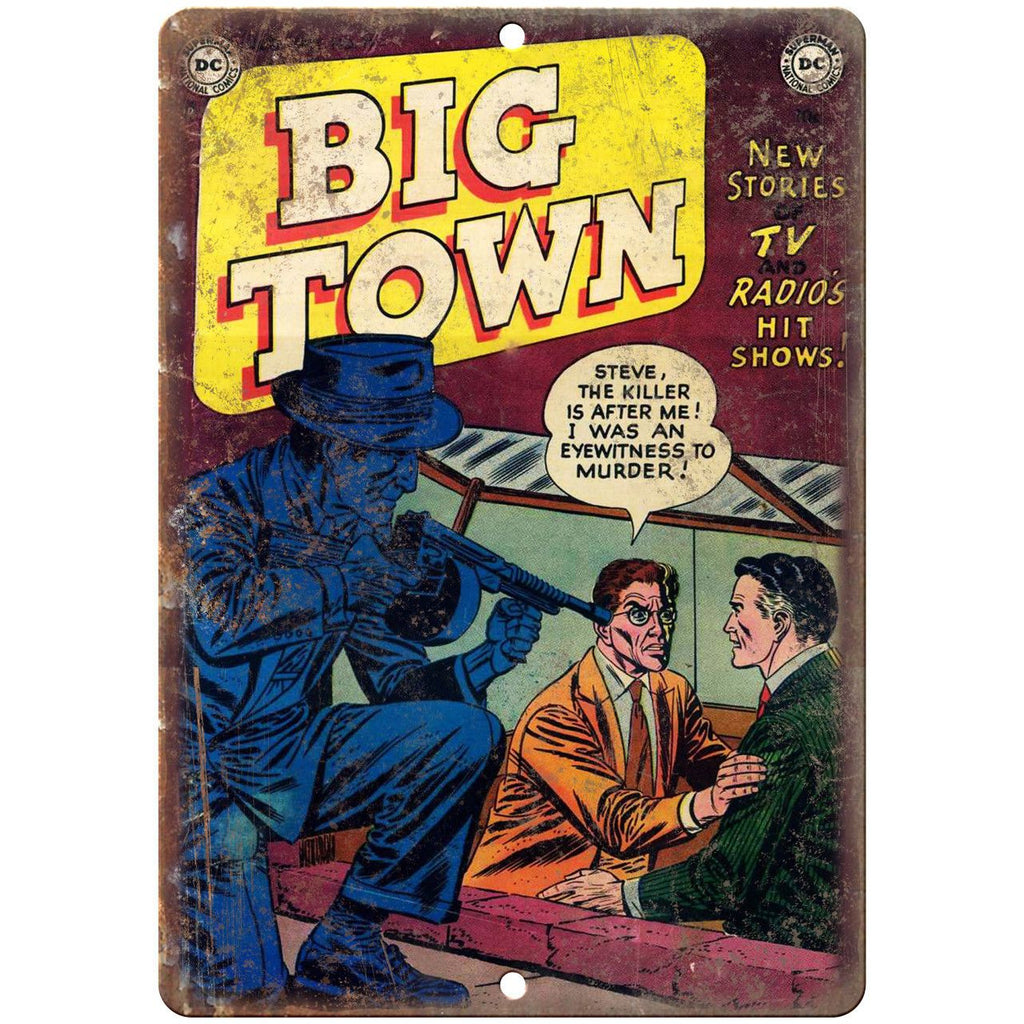 Big Town Comic Book Cover Vitage Art 10" x 7" Reproduction Metal Sign J722