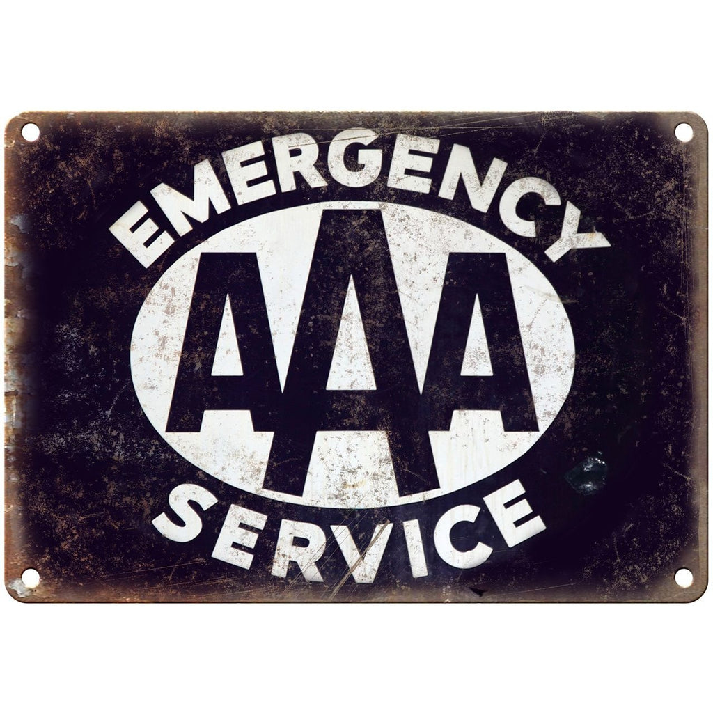 Porcelain Look AAA Emergency Service 10" x 7" Reproduction Metal Sign