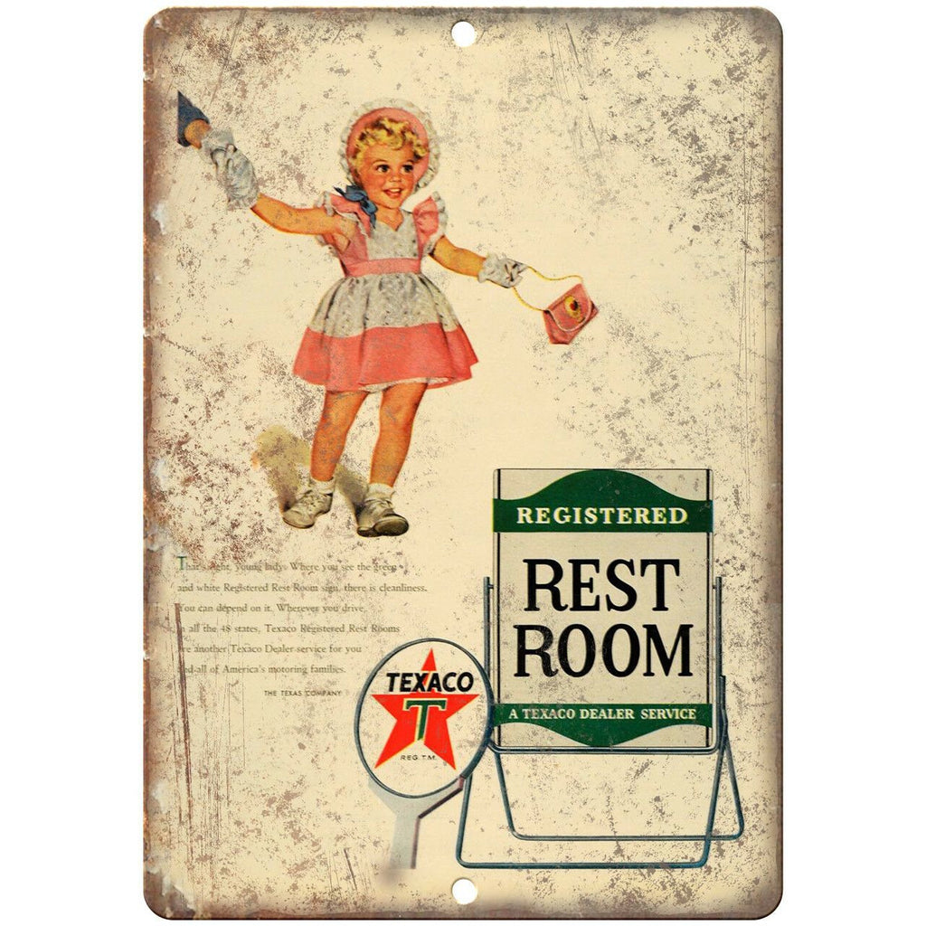 Texaco Motor Oil Little Girls Vintage Ad 10" X 7" Reproduction Metal Sign A712