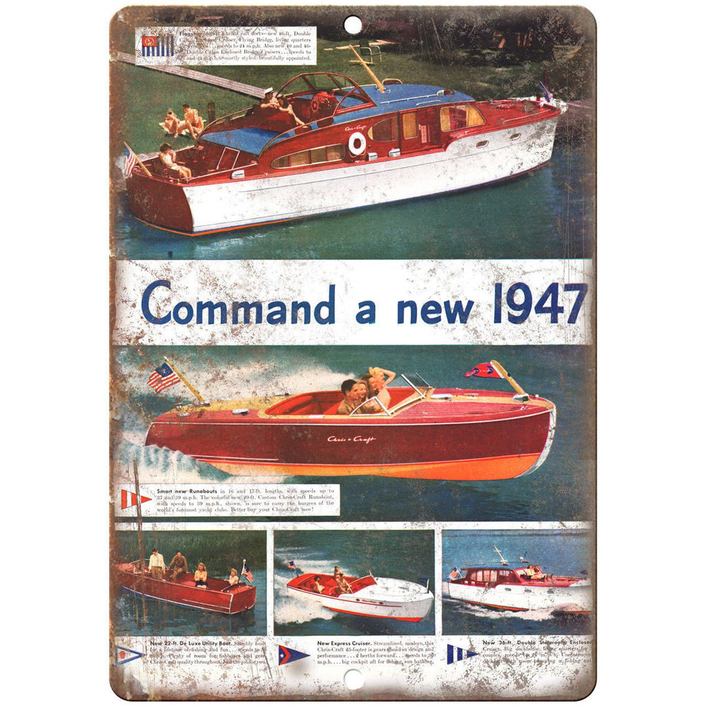 Chris Craft Boat Vintage Ad 10" x 7" Reproduction Metal Sign L46