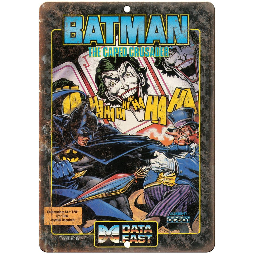 Batman the Caped Crusader Commodore 64 Art 10" x 7" Reproduction Metal Sign G161
