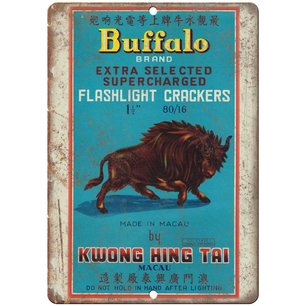 Buffalo Firecracker Package Art 10" X 7" Reproduction Metal Sign ZD97