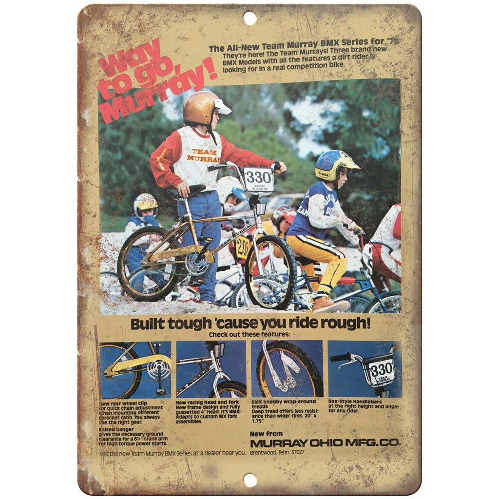 10" x 7" Metal Sign - 1978 Murray BMX, GT, Hutch - Vintage Look Reproduction B75